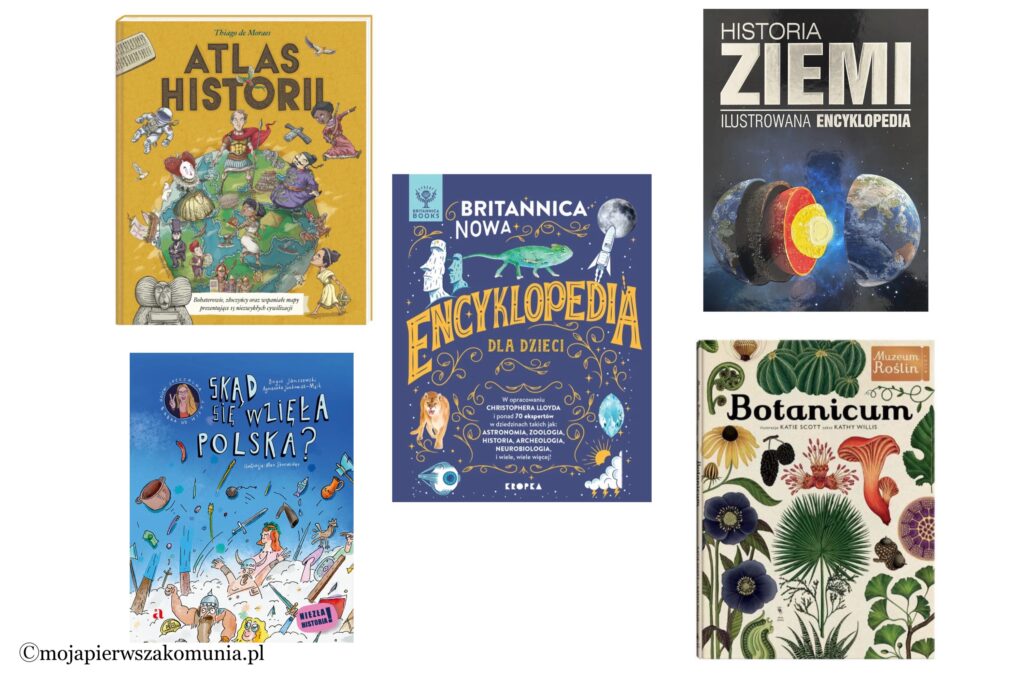 Prezent edukacyjny na Pierwszą Komunię, atlas historyczny, encyklopedia, skąd się wzięła Polska